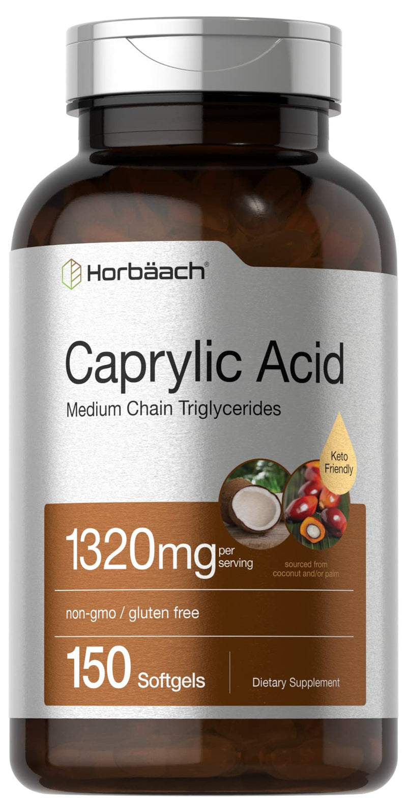 [Australia] - Horbaach Caprylic Acid 1320mg Supplement | 150 Softgel Capsules | from MCT Oil | Non-GMO & Gluten Free 