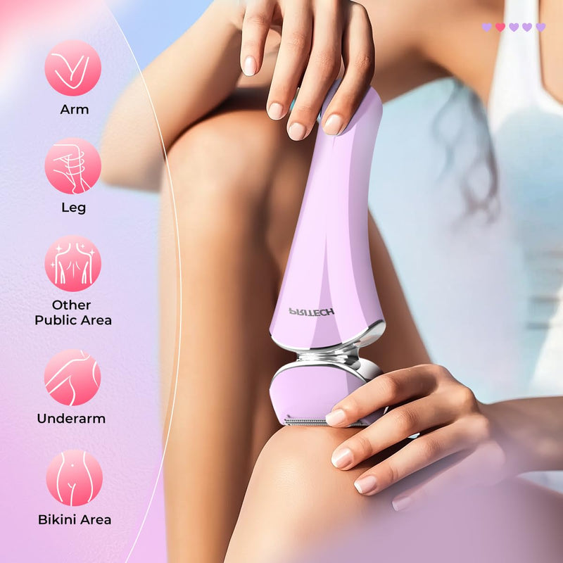 Electric Shaver for Women Rechargeable Wet Dry Electric Razor for Women, Waterproof Lady Shaver for Legs Arm Underarm Bikini Public Body Razor with One Extra Foil Blade Lilac