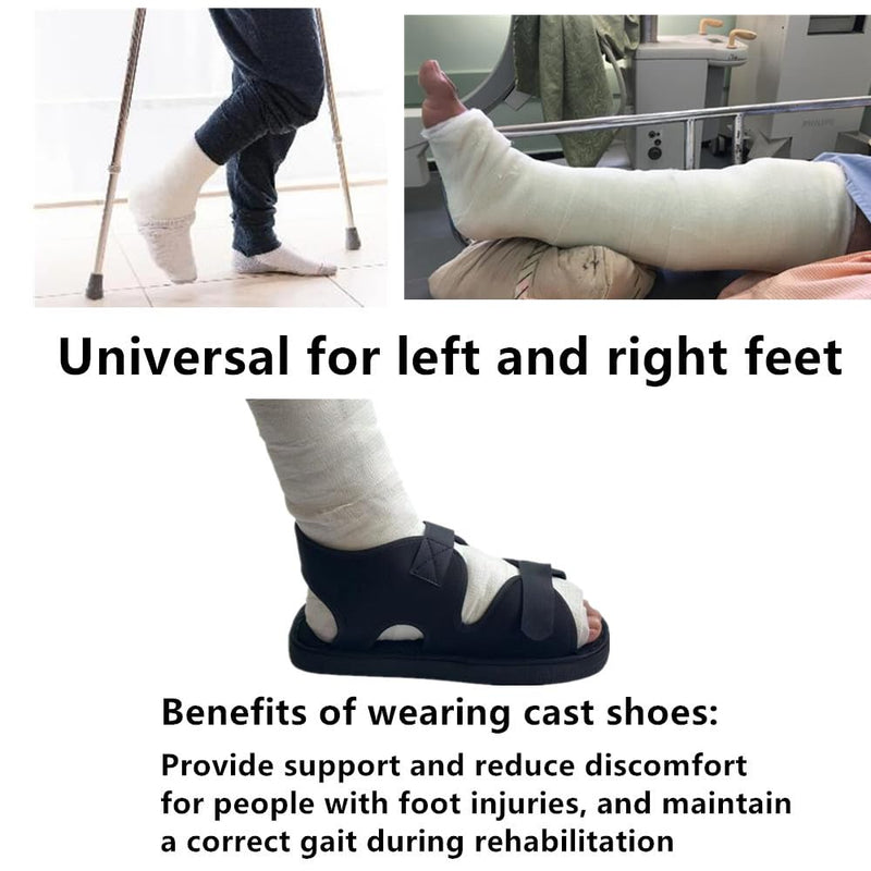 Post Op Shoe, Recovery Plaster Shoe with Waterproof Leg Cast Cover, Unisex, Adjustable, Lightweight, Easy to Wear, No difference between left and right feet, One Shoe Black (M) Medium