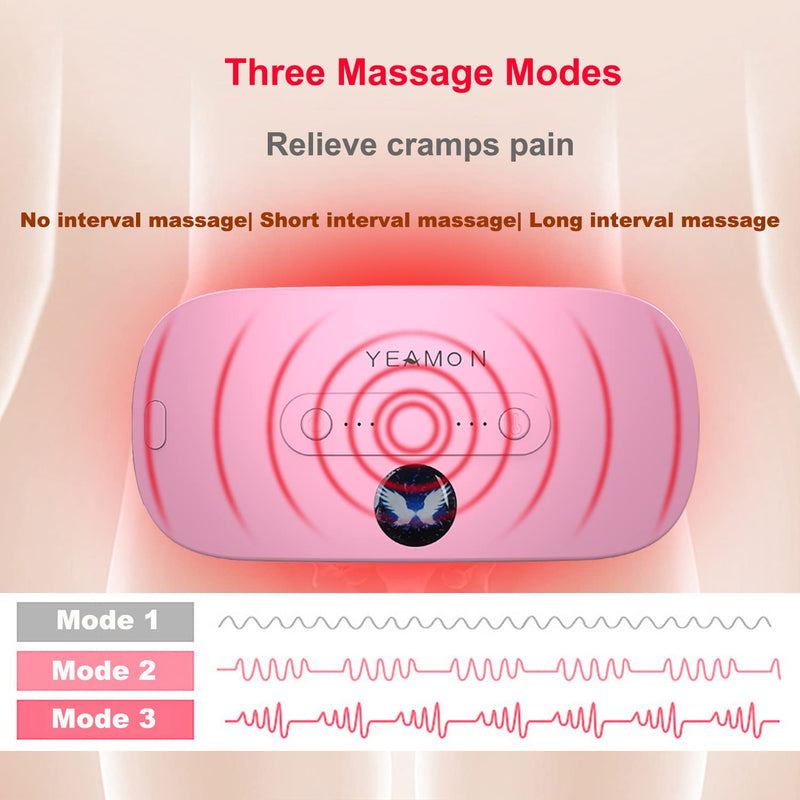 [Australia] - Portable Cordless Heating Pad, Electric Waist Belt Device, Fast Heating Pad with 3 Heat Levels and 3 Massage Modes, Back or Belly Heating Pad, Gifts for Her, Women and Girl Pink 