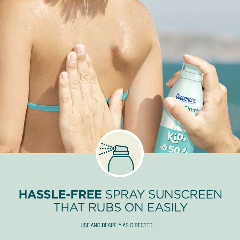 [Australia] - Coppertone Pure and Simple Kids Sunscreen Spray SPF 50, Zinc Oxide Mineral , Tear Free, Water Resistant, Broad Spectrum , 5 Oz 