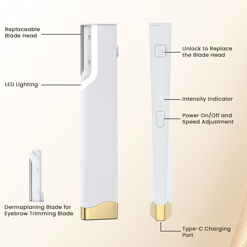 [Australia] - Sonic Dermaplane Razor for Women Face, Three-Speed Rechargeable Dermaplane Razor with 5 Refill Blades, Facial Hair & Peach Fuzz Remover for Women,Sonic Dermaplaning Tool 