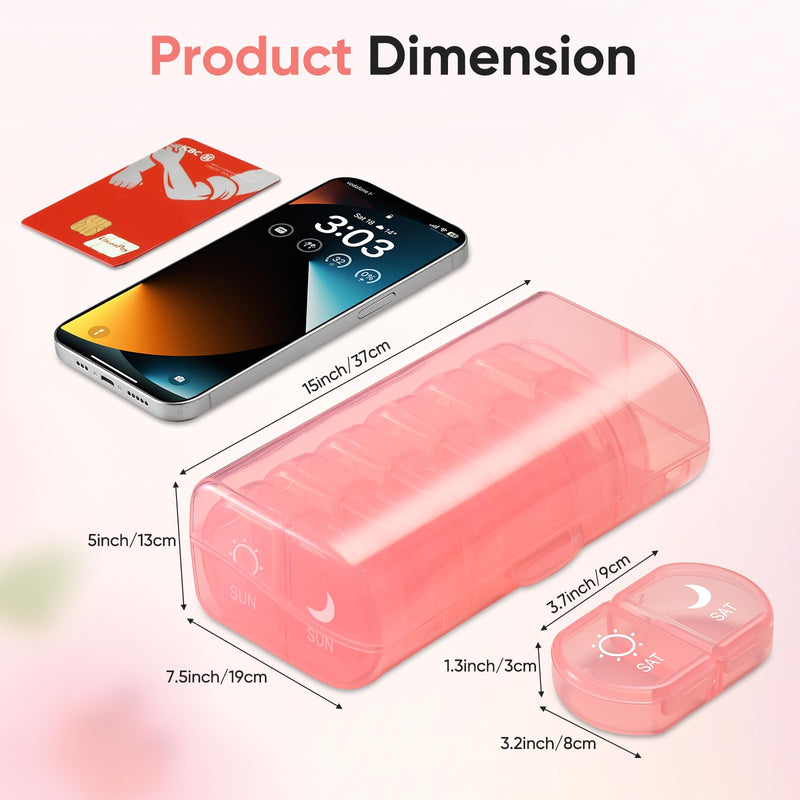 Weekly Pill Organizer 2 Times a Day Portable Medication Reminder | Compact Pill Box 7 Day Pill Case Travel Pill Dispenser for Pills,Vitamin,Fish Oil