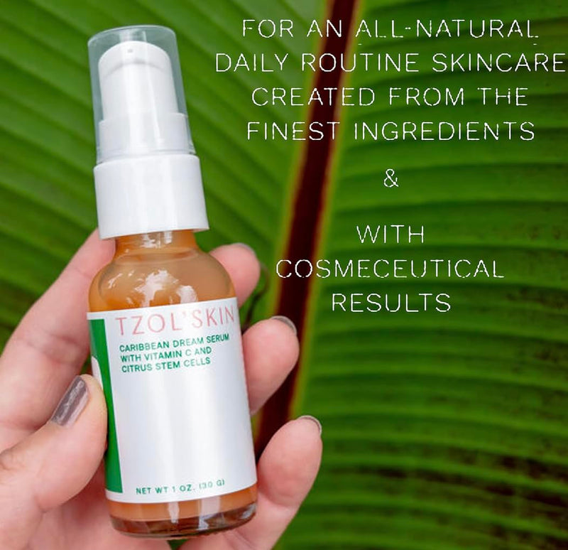 TZOL’SKIN - Caribbean Dream Serum - CC Serum - Vitamin C & Hyaluronic Acid - Citrus Stem Cells - Hydrating - For Dark Spots - Evens Skin Tone - No Paraben, Silicones & Sulfates - Vegan - Cruelty Free