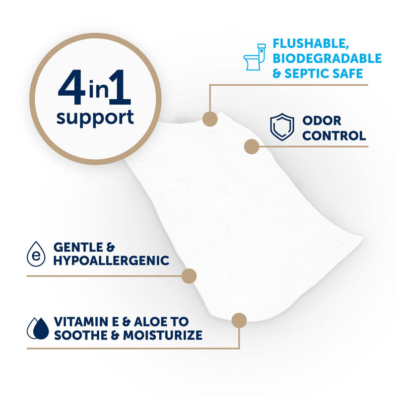 [Australia] - FitRight Fresh Start On-The-Go Flushable Wipes (48 Count), Personal Cleansing Wipes, Individually Wrapped Sachets for Urinary Incontinence with The Odor-Control Power of ARM & Hammer Baking Soda 