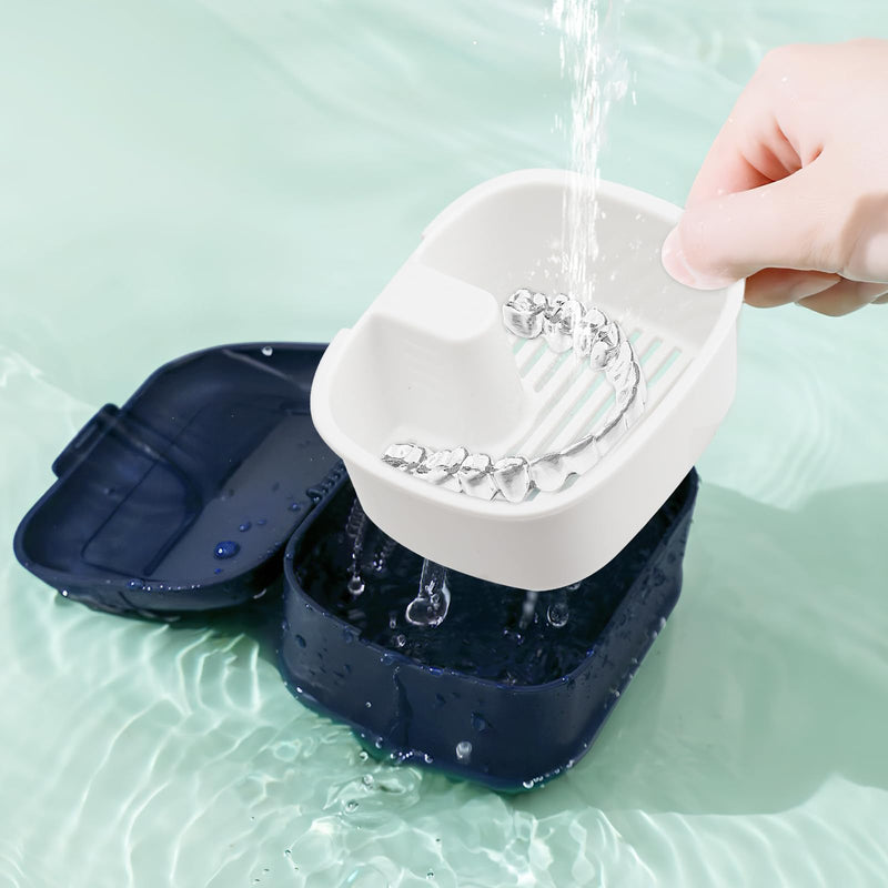 [Australia] - Denture box with sieve, denture box, denture box, retainer container, storage box with hanging denture container, braces box, braces box (blue). 