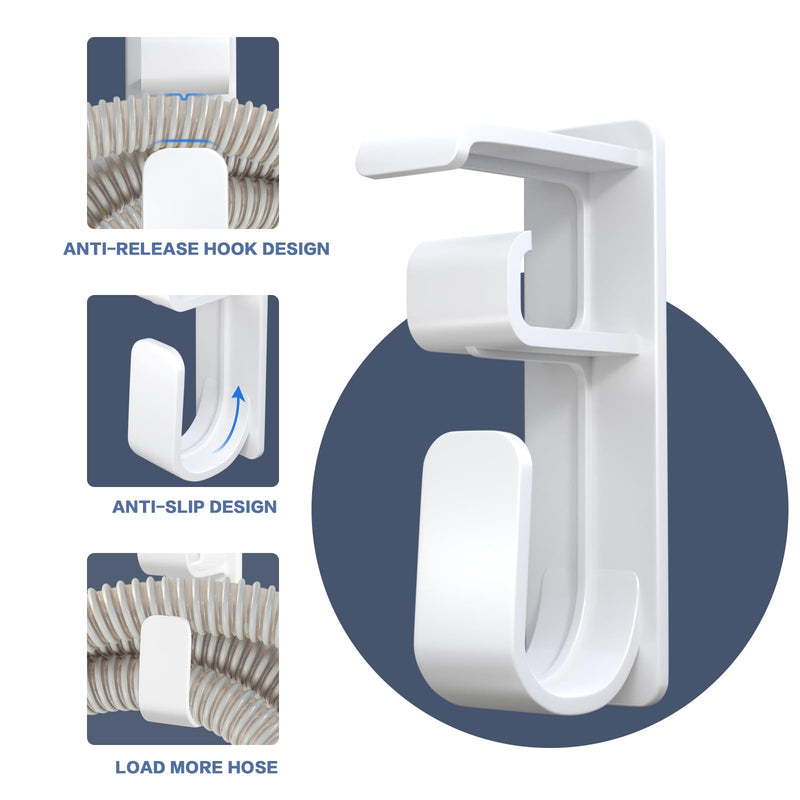 [Australia] - 2PCS CPAP Hose Holder - CPAP Mask Hook with Anti-Unhook Feature Hose Organizer Use CPAP Supplies and CPAP Machine to Help You Sleep Better with 4 Picture Hanging Strips 2-PCS White 