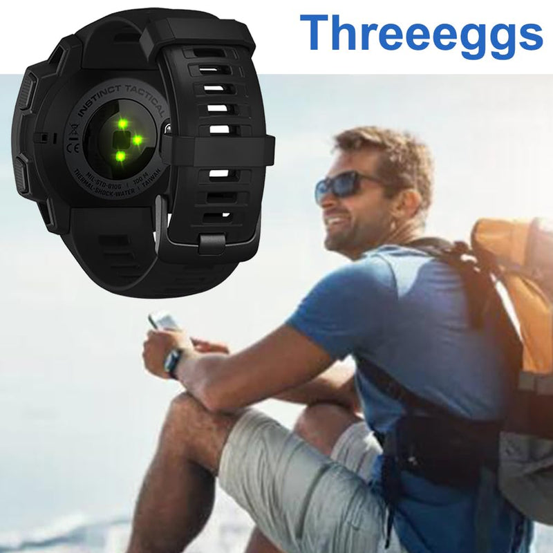 [Australia] - Replacement Band Compatible with Garmin Instinct, 22mm Smartwatch Accessory Wrist Soft Silicone Band Strap for Garmin Instinct 2 / Instinct Esports/Solar/Tide/Tactical Black 