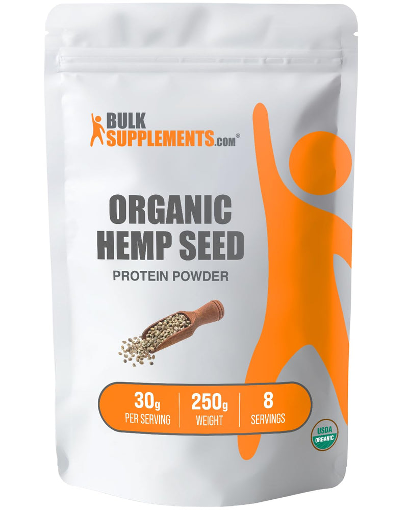 BulkSupplements.com Organic Hemp Seed Powder - Vegan Protein Powder - Unsweetened Protein Powder - Superfood Protein Powder (250 Grams - 8.8 oz) Unflavored 8 Servings (Pack of 1)