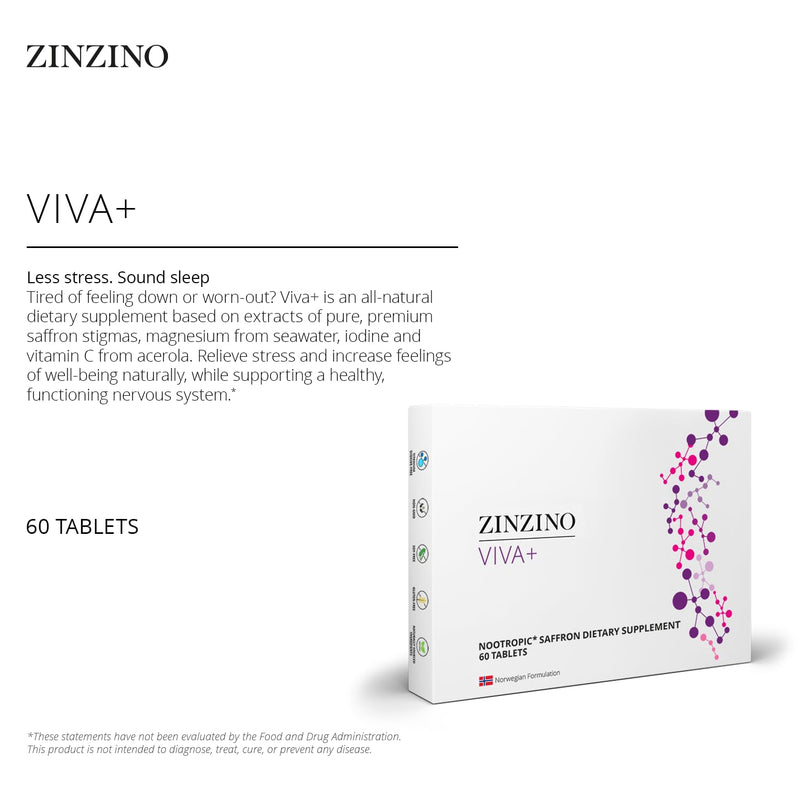 ZINZINO - Viva+ Daily Supplement - 60 Tablets | Contains Iodine, Vitamin C, Magnesium, B Vitamins, And Plant Extracts In A Convenient Daily Tablet Formula