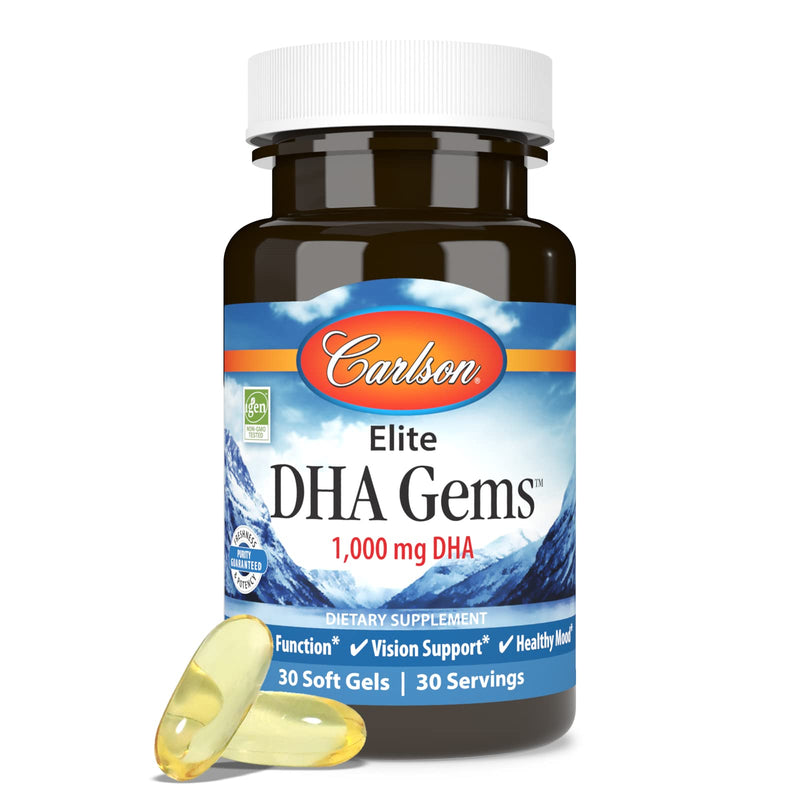 [Australia] - Carlson - Elite DHA Gems, 1000 mg DHA, Supports Healthy Brain Function & Vision, 30 soft gels 