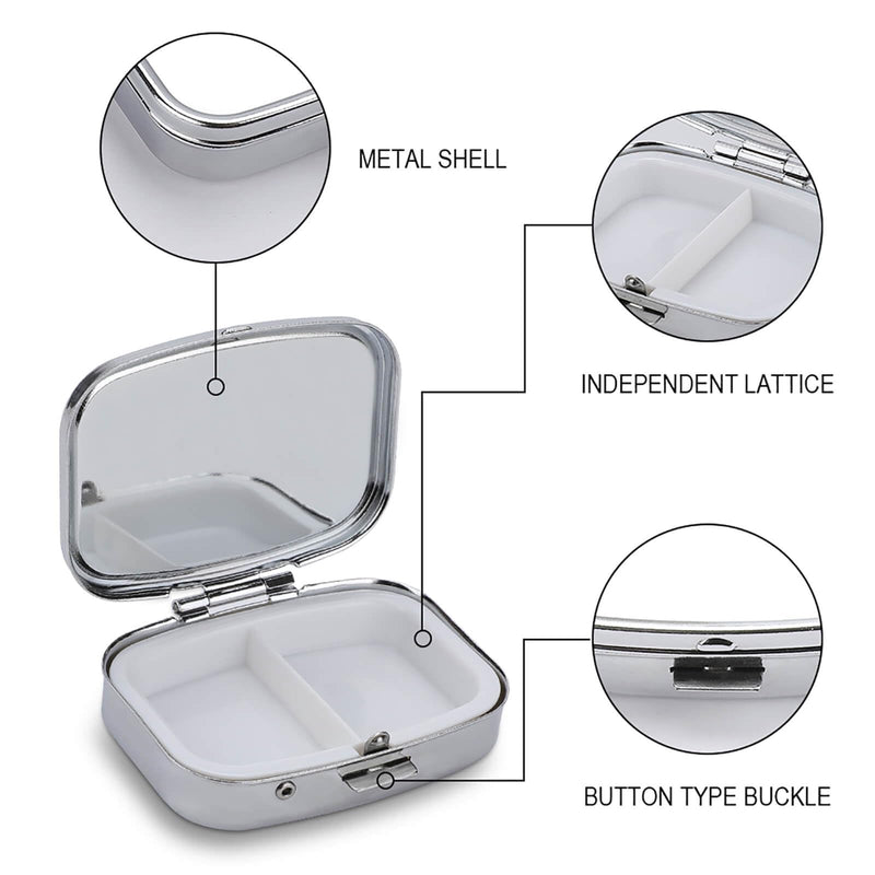 Metal 2 Compartment Pill Organizer Travel Friendly Portable Compact Pill Box Cute Pill Case,for Pocket Wallets Daily Portable Medicine Vitamin Tablet Storage (Beautiful Peacocks) Beautiful Peacocks