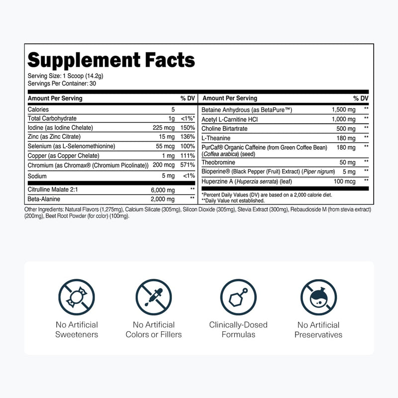 [Australia] - Transparent Labs Lean Pre-Workout - Body Recomposition Pre Workout for Men and Women with Acetyl L-Carnitine, Beta Alanine Powder, & PurCaf Organic Caffeine Powder - 30 Servings, Strawberry Lemonade 
