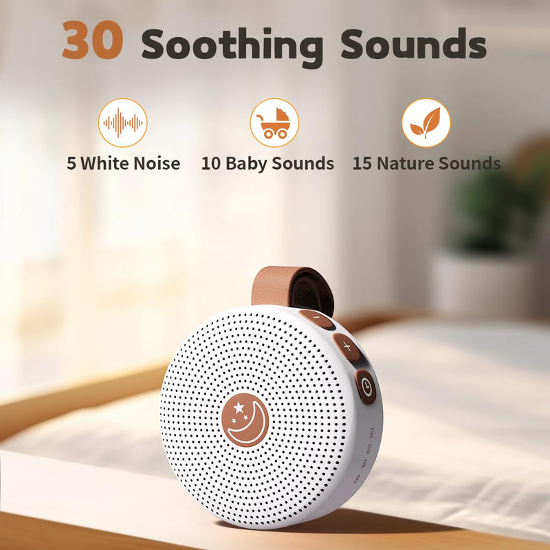 [Australia] - Mini Portable Sound Machine White Noise Machine with 30 Soothing Sounds for Baby Kids Adults Sleeping 32 Volume Levels Rechargeable Brown Noise Sleep Machine for Office Privacy Travel Sound Therapy 