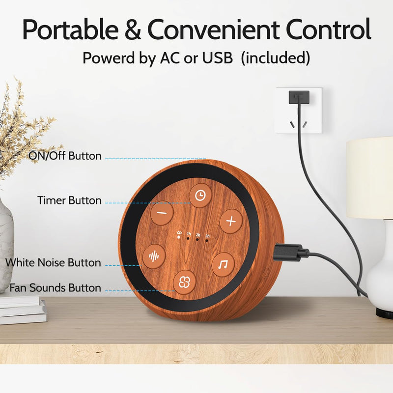 [Australia] - Sleep Sound Machine White Noise Machine with 32 Calming Sounds Loud Speaker 36 Volume Levels Pink Brown Noise Machine for Baby Kid Adult with 4 Timer Noise Canceling Machine for Office Privacy Wood Grain 