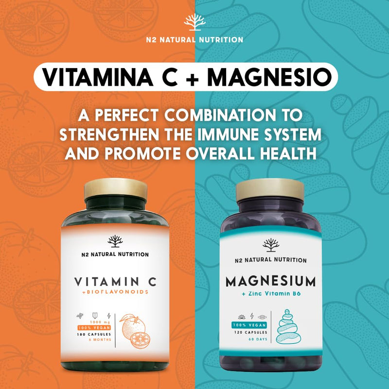 Vitamin C Tablets 1000mg High Dose + Bioflavonoids - High Strength Natural VIT C Complex Adults Ascorbic Acid - Immune Support. 180 Capsules. N2 Natural nutrition