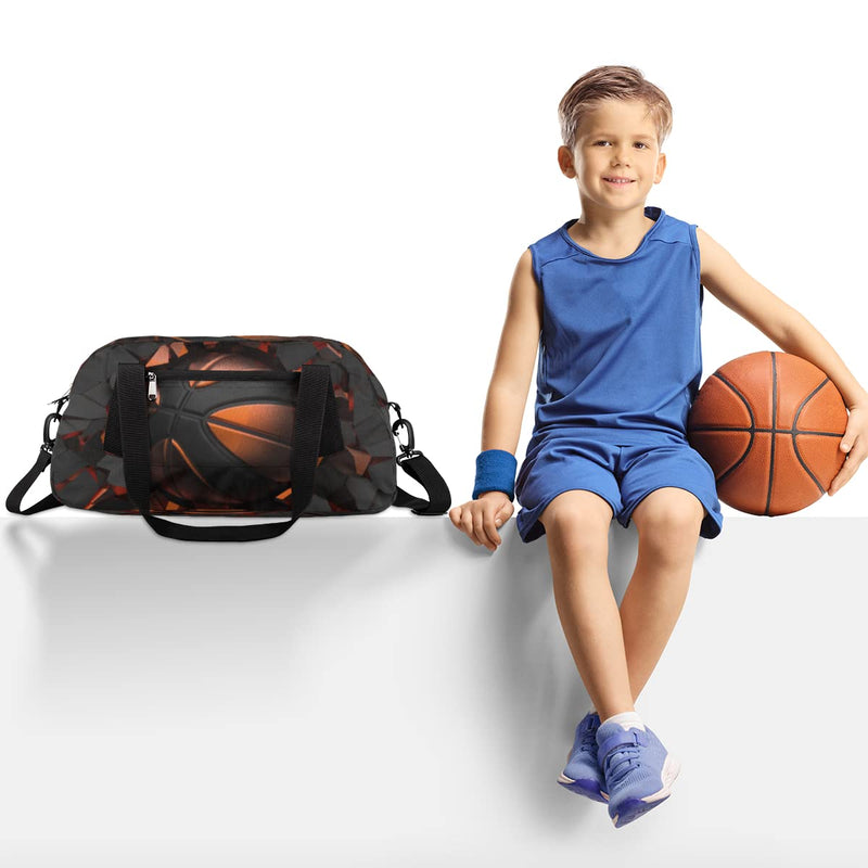 Basketball Duffel Bag for Kids Boys Girls, Small Sports Overnighter Weekender Bag for Sleepovers, Travel Carry On, Perfect for Basketball Practice, Dance, Gym, School Overnight Camping Essentials A01
