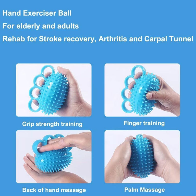 [Australia] - Finger Exerciser Training Ball Hand Grip Strengthener Trainer Squeeze Balls, Finger and Wrist Physical Therapy for Elderly Stroke Recovery, Anxiety Stress Relief, Arthritis, Carpal Tunnel, Massage Blue-2 
