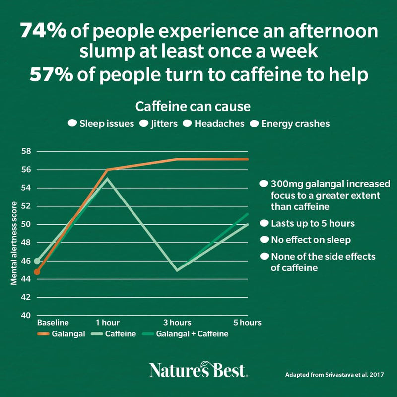 Nature’s Best Mental Focus Supplement - Fast-Acting Caffeine-Free Clarity with Galangal, Pantothenic Acid & Iodine - Energy, Mental Performance & Cognitive Support - 30 Capsules (1 Month Supply)