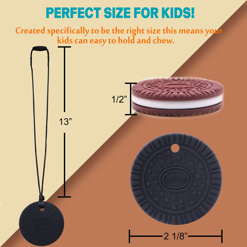 [Australia] - Chew Necklaces for Sensory Kids, 2 Pack Silicone Chewy Necklace Sensory Toys for Boys and Girls with Chewing, Autism, ADHD, SPD, Oral Motor Anxiety Pendant for Adults Black&Brown 