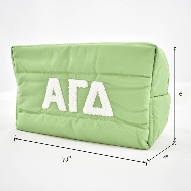 Alpha Sigma Tau Makeup Bag - Puffer Style with Sorority Letters, Travel Cosmetic Bag with Zipper Closure, Perfect Alpha Sigma Tau Sorority Gifts for Women