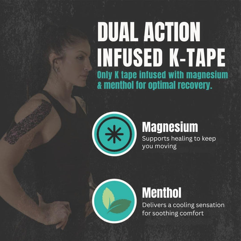 [Australia] - Heali Kinesiology Tape with Magnesium and Menthol, 20 Pcs Precut Strips, K Tape Roll, Knees, Physical Therapy Sports Tape for Muscles and Joints, Water Resistant, Pink Splatter 20pc Pink Splatter 20pc Roll: Pink Splatter 