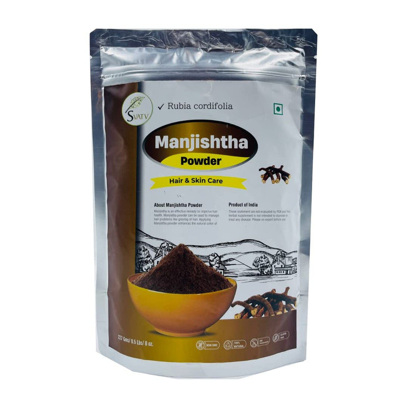 SVATV Natural Manjistha Powder | Rubia Cordifolia | Madder Root Powder | Promoting Healthy And Clear Skin | Natural Hair Color | Indian Madder | Natural Moisturizer - 227g, 8oz, Half Pound