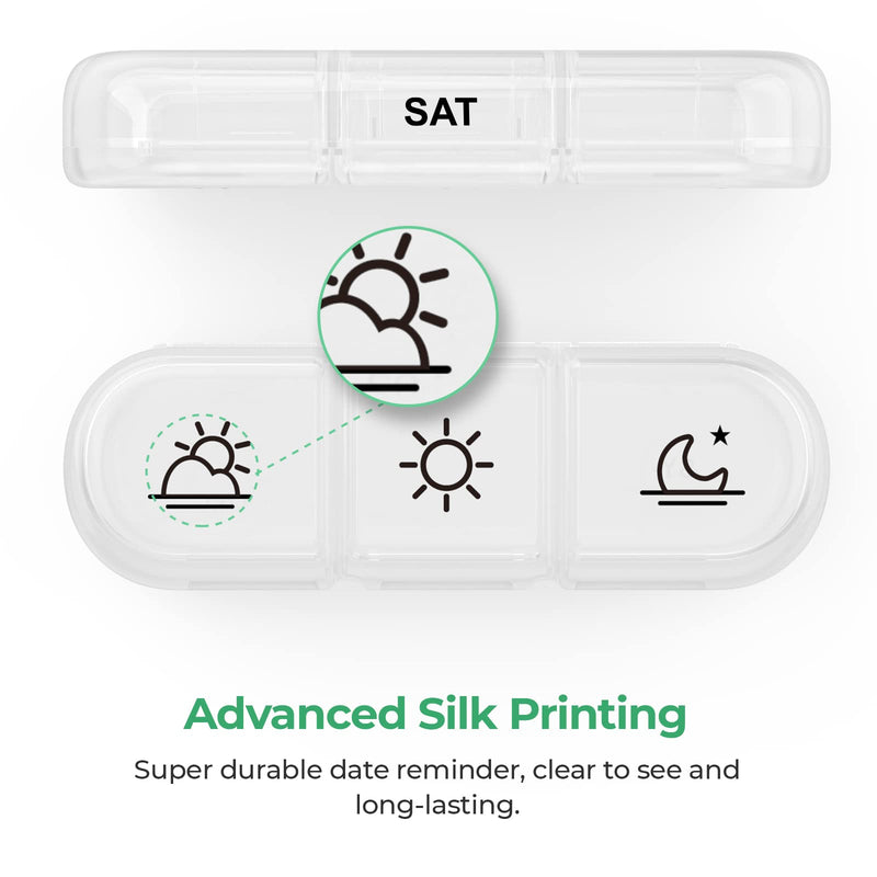 PULIV Weekly Pill Organizer 3 Times a Day, Portable Travel Pill Box 7 Day with Large Pill Containers, Light-Proof Pill Case for Vitamins, Medication, Supplements and Fish Oils (White) White