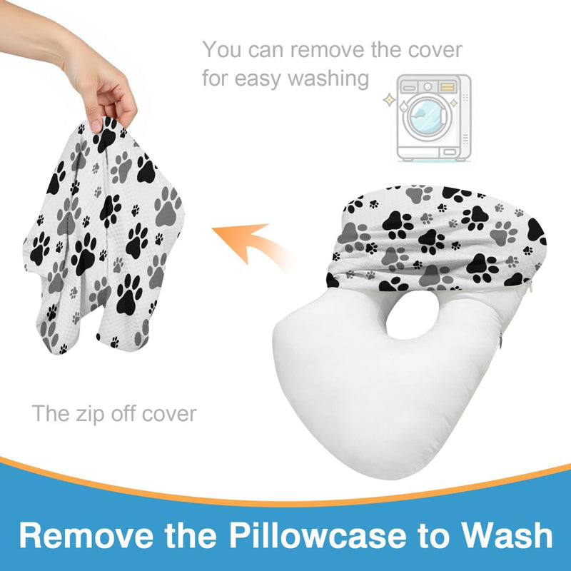[Australia] - Ear Piercing Pillow with Ear Hole for Side Sleeper Relief Ear Pain,Ear Pillows with Washable Cover,Washable Ear Guard Pillow,White Black 