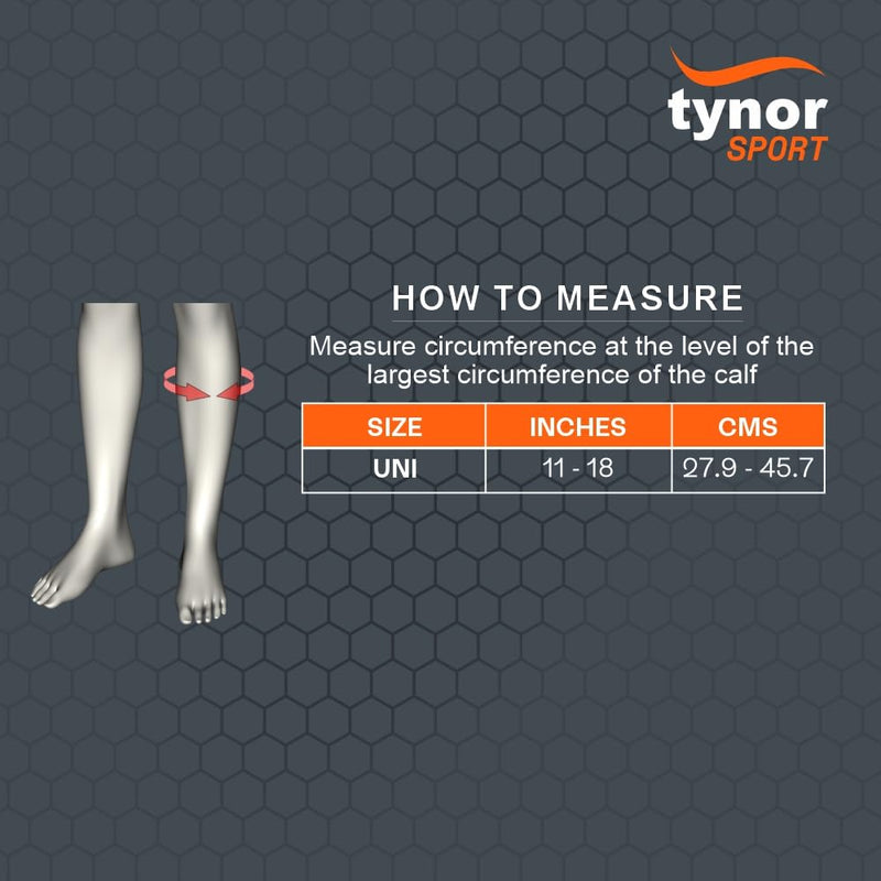 [Australia] - TYNOR Calf & Shin Compression Sleeves for Men and Women Neoprene Calf Brace Adjustable Shin Splint Support - Lower Leg Compression Wrap for Pain Relief, Muscle Swelling, One Size, 1 Unit Black & Orange UN 