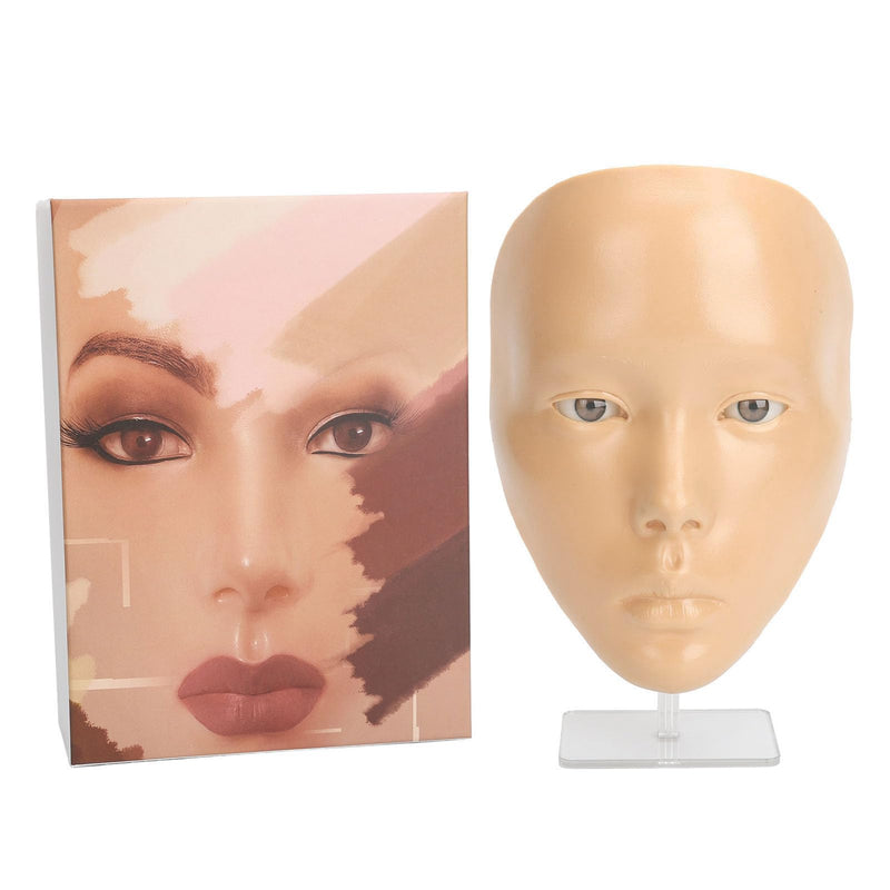 [Australia] - JTLB Makeup Practice Face with Plastic Stand 5D Silicone Full Face Makeup Practice BoardReusable Mannequin Tool for Beginner (White Skin) 
