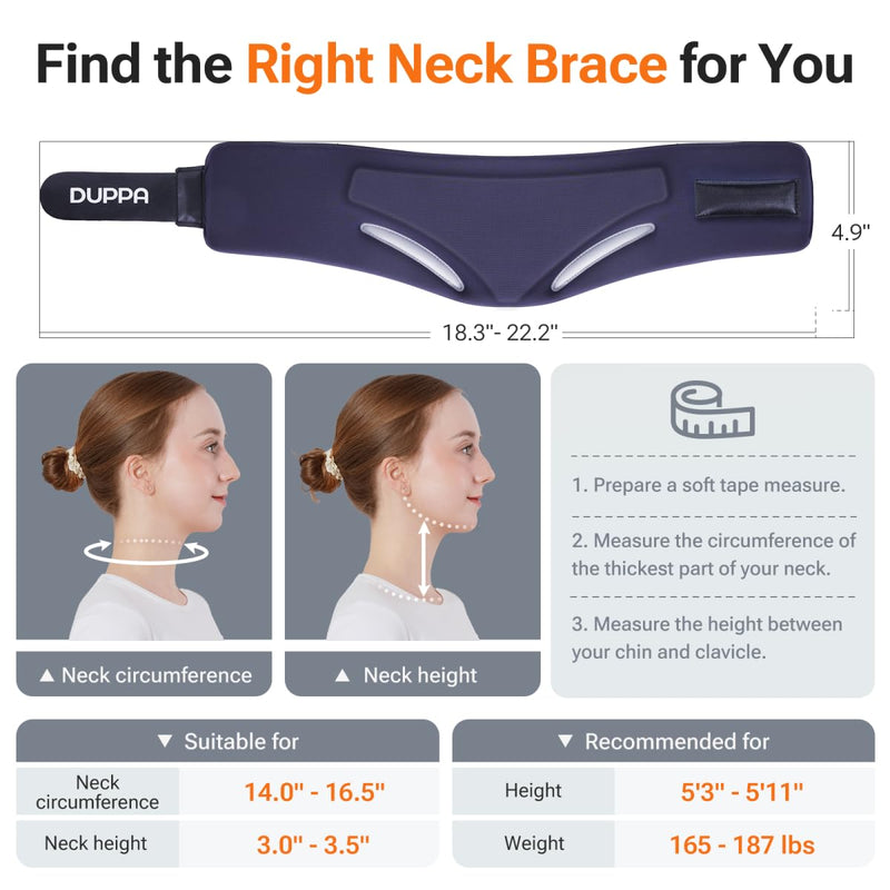 [Australia] - Ergonomic Neck Brace for Neck Pain and Support, Throat-Friendly V-Shape Cervical Collar with Dual Memory Foam for Comfort and Cervical Spine Pressure Relief, Vertebrae Stability (14.0" - 16.5") 