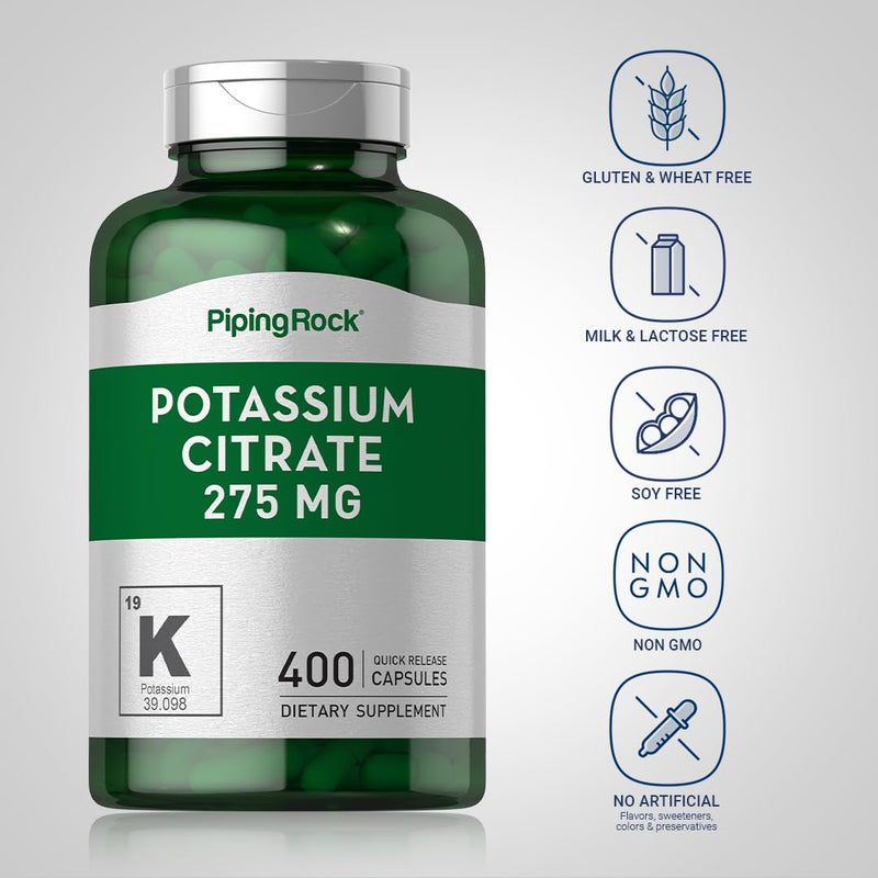 [Australia] - Potassium Citrate Supplement | 275 mg | 400 Capsules | Non-GMO, Gluten Free | by Piping Rock 