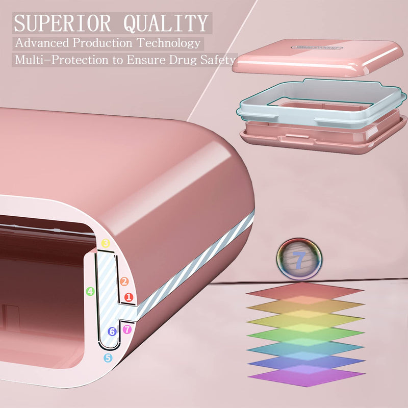 DUBSTAR Small Pill Box Travel Pill Case with 4+6 Compartments, SL-Pink | Daily Pill Organizer, Moisture Waterproof Pill Container for Purse, Daily Compact Medicine Holder for Vitamins & Medication