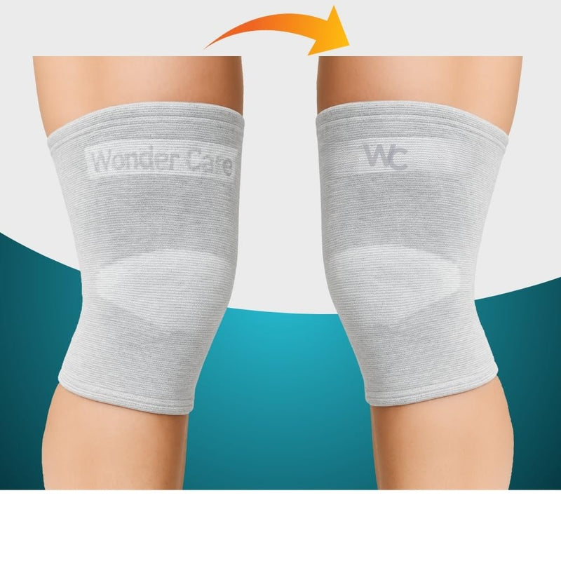 [Australia] - Wonder Care 2-Pack Bamboo Knee Compression Sleeve for Men and Women, Compression Knee Sleeve for Running, Volleyball, Gym Weightlifting Made from Bamboo Yarn, Perfect Knee Brace for Knee Pain and Enhanced Comfort - 1 Pair XX-Large Grey 