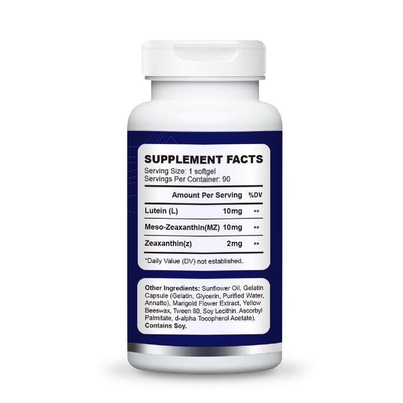 [Australia] - Eye Supplement - Lutein 10mg, Meso-Zeaxanthin 10mg, Zeaxanthin 2mg - Eye Vitamins Supports Vision, Blue Light Protection & Macular Health - Natural Antioxidant Formula | 90 Softgels 