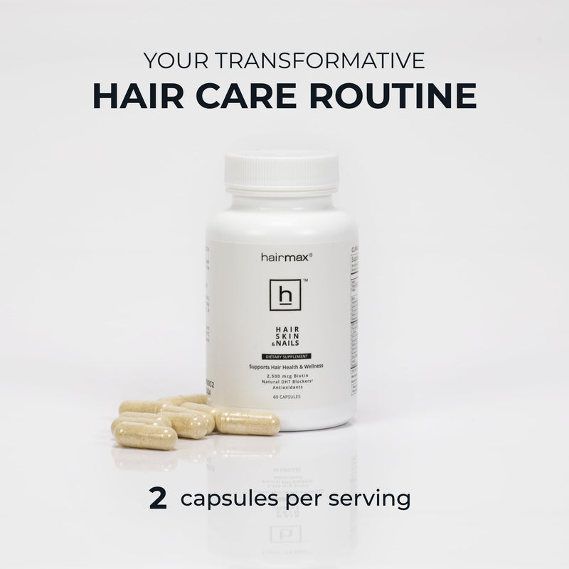 Hairmax Hair, Skin & Nails Dietary Supplement, 2500mcg Biotin, 60 Capsules | Hair Loss & Hair Regrowth Treatment with DHT Blocker, MSM & Antioxidants 60 Count (Pack of 1)