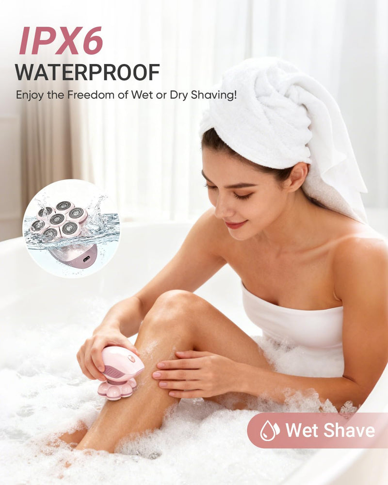 [Australia] - Electric Razors for Women: 2-in-1 Electric Shaver Trimmer for Ladies Flawless Legs & Full Body & Bikini - Waterproof Wet Dry Shaver w/LED Light & Travel Cap - Birthday Gifts for Wife Her 