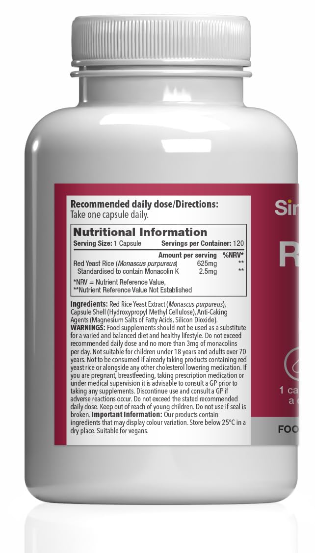 Red Yeast Rice | Traditional Fermented Extract | One-a-Day Capsule | Vegan & Vegetarian Friendly | 120 Capsules = 4 Months’ Supply | GMP-Certified & UK-Made Unflavoured 120 count (Pack of 1)