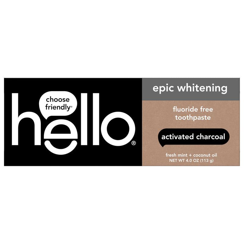 [Australia] - Hello Activated Charcoal Toothpaste, Fluoride Free with Activated Charcoal, Teeth Whitening Toothpaste with Fresh Mint and Coconut Oil, No SLS, Vegan, Gluten Free, 3 Pack, 4 OZ Tubes 4 Ounce (Pack of 3) 