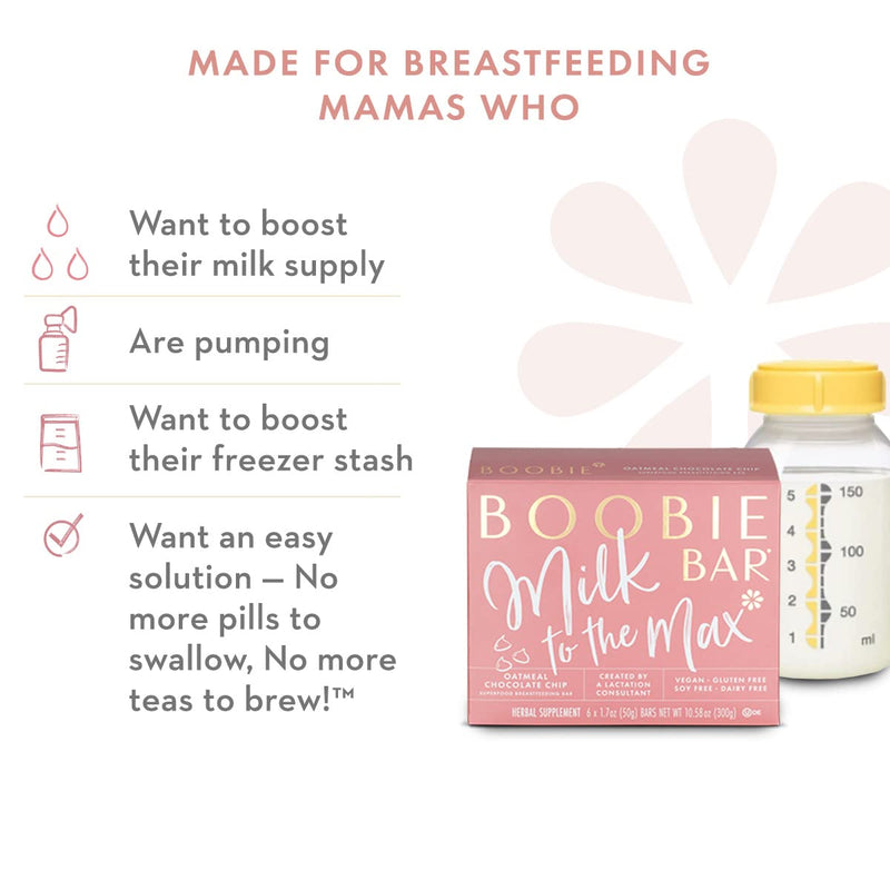 [Australia] - Boobie Bar Superfood Lactation 1.7 Ounce Bars Package May Vary, Oatmeal Chocolate Chip, 6 Count 6 Count (Pack of 1) 