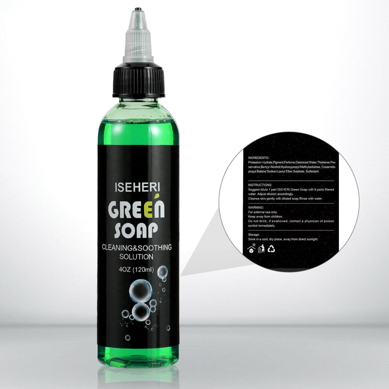 [Australia] - Ultra Concentrated Green Tattoo Soap 4OZ with Foaming Bottle 120ml, Tattoo Soap Tattoo Supplies for Tattoos Piercings, Clean Skin Equipment 
