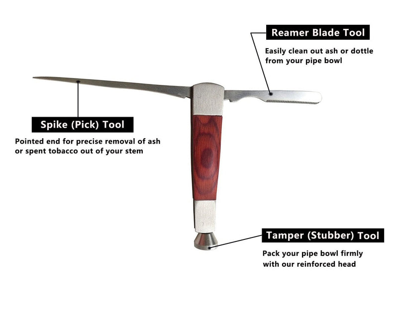 [Australia] - 3 in 1 Tobacco Pipe Cleaner Cleaning Tool Contains a Tamper (Stubber), a Reamer & a Spike (Pick) 