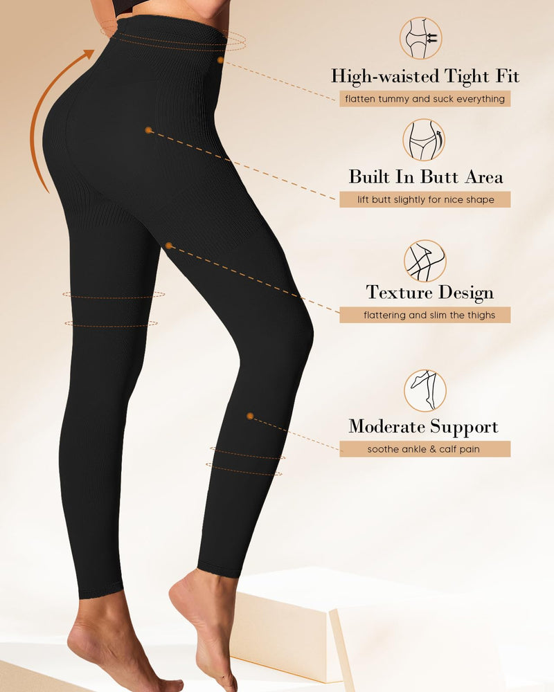 [Australia] - Medical Compression Pantyhose for Women 8-15mmHg, Graduated Support Footless Compression Tight, High Waist Circulation Compression Leggings, Comfort All Days, for Varicose Veins, Leg Pain(Black, XL) Large-X-Large Black 