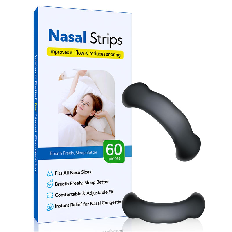 [Australia] - Nasal Strips for Snoring(60 Pieces) - Breathing Aid for Better Sleep & Snore Relief, Comfortable Nasal Dilator for Men & Women(I03) Black L 