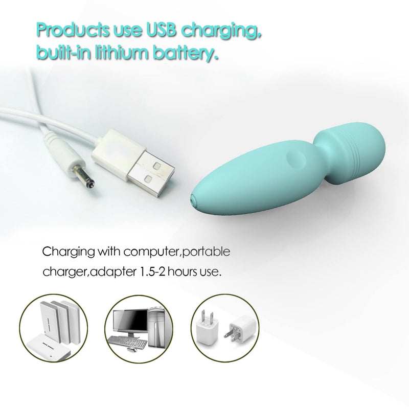 Mini Wand Massager,Small Cordless Handheld Massager with 10 Quiet Vibration Modes, Personal Handheld Rechargeable Massager for Neck Shoulder Back Body Green