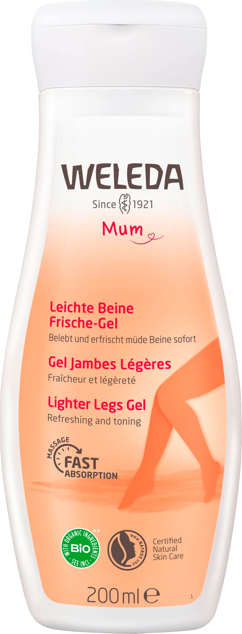 [Australia] - WELEDA Bio Mama Light Legs Fresh Gel - natural natural cosmetics body care leg lotion for caring for stressed legs during pregnancy. Refreshes and invigorates with citrus scent (1x 200 ml) 