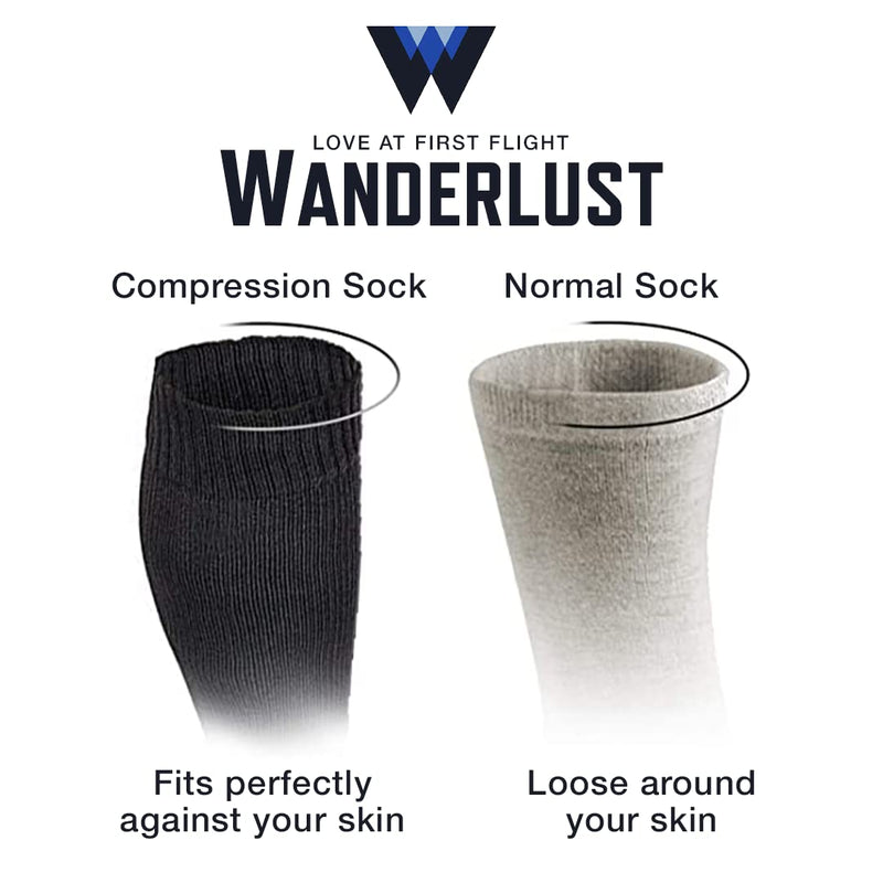 Wanderlust Travel Compression Socks - Support Stockings Large-X-Large Black