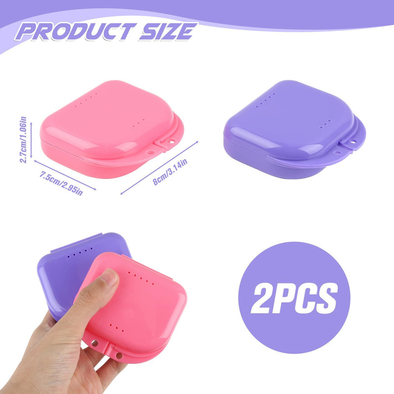 [Australia] - Pack of 2 braces box, denture box, tooth splint box, grinding splint box, braces box, dento box, denture box, box for tooth splint, braces box (pink & purple). 