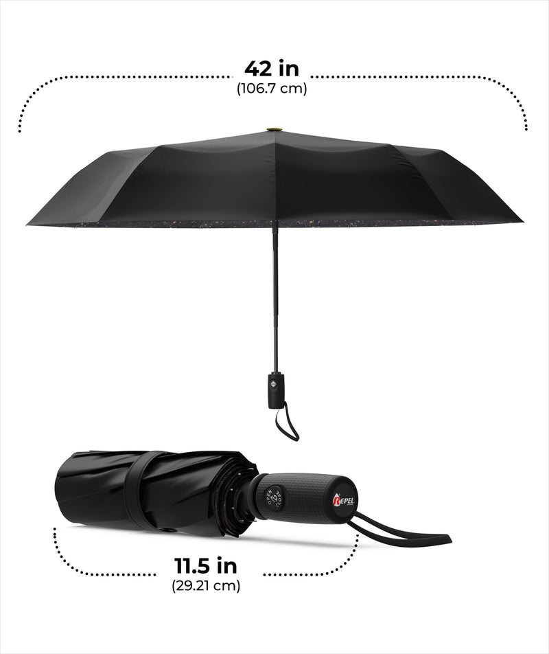 Windproof Travel Umbrella - Compact & Withstands Winds up to 100MPH, Strongest Premium Auto Folding Umbrella for Rain and Sun - Durable, Light & Portable for Women & Men, Fits Backpack & Cars Starry Night Standard